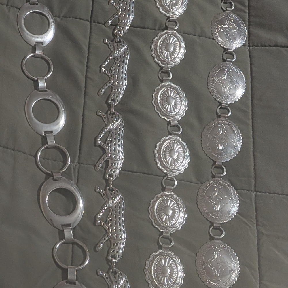 Silver Metal Belt Set
